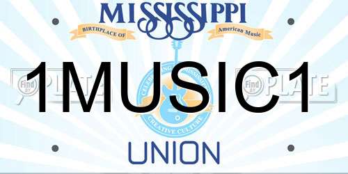 1MUSIC1 Mississippi License Plate