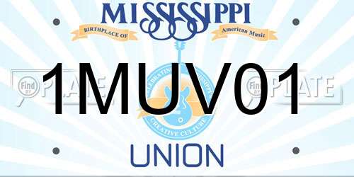 1MUV01 Mississippi License Plate