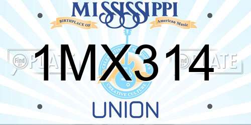 1MX314 Mississippi License Plate