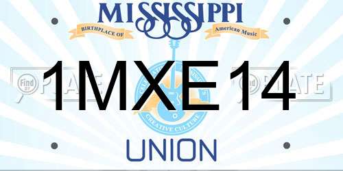 1MXE14 Mississippi License Plate