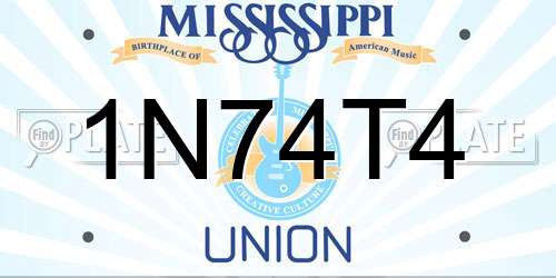1N74T4 Mississippi License Plate