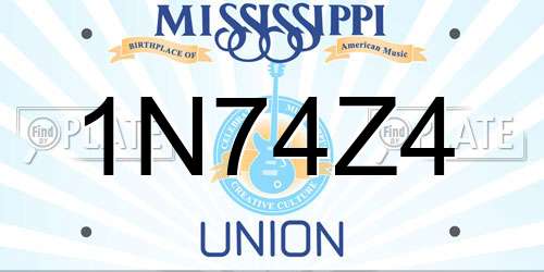 1N74Z4 Mississippi License Plate