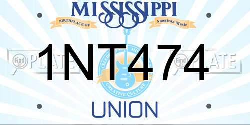 1NT474 Mississippi License Plate