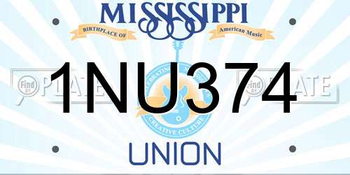 1NU374 Mississippi License Plate
