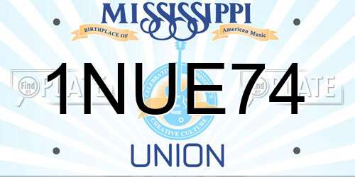 1NUE74 Mississippi License Plate