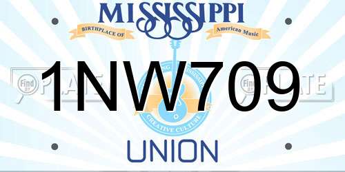 1NW709 Mississippi License Plate