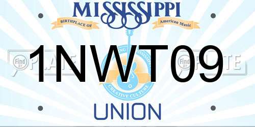 1NWT09 Mississippi License Plate