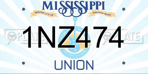1NZ474 Mississippi License Plate