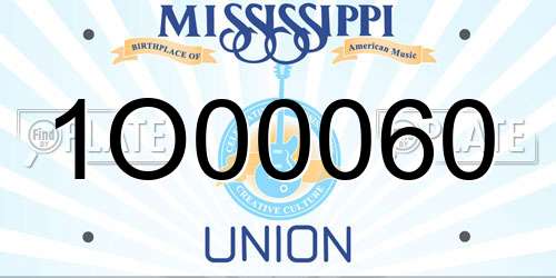 1O00060 Mississippi License Plate