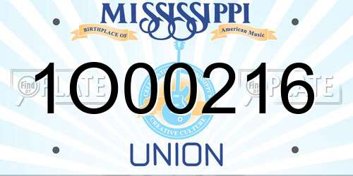 1O00216 Mississippi License Plate