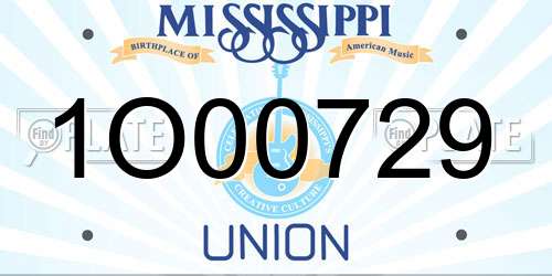 1O00729 Mississippi License Plate