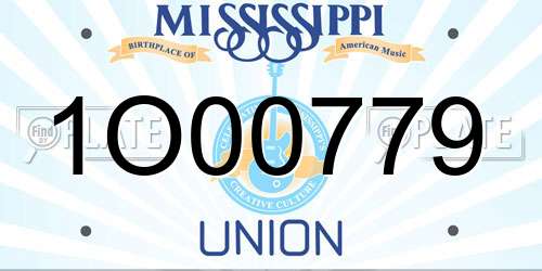 1O00779 Mississippi License Plate