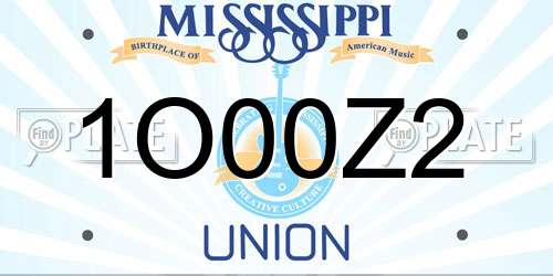 1O00Z2 Mississippi License Plate