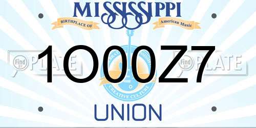 1O00Z7 Mississippi License Plate