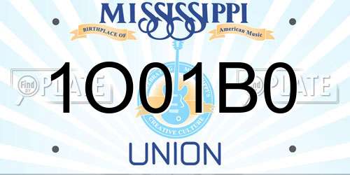 1O01B0 Mississippi License Plate