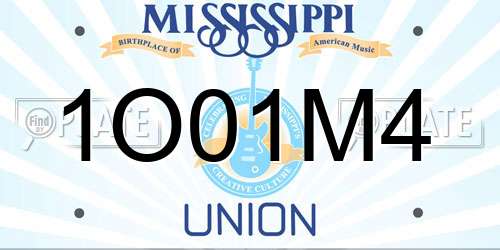 1O01M4 Mississippi License Plate