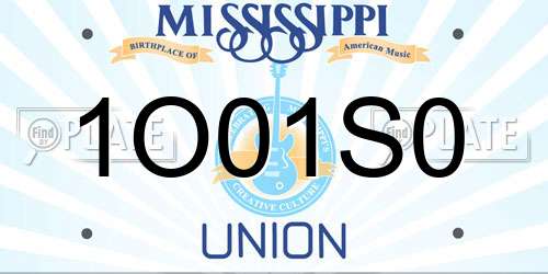 1O01S0 Mississippi License Plate