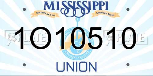 1O10510 Mississippi License Plate