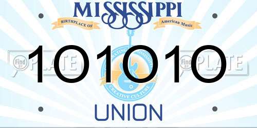 1O1O1O Mississippi License Plate