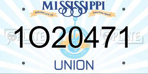 1O20471 Mississippi License Plate