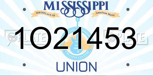 1O21453 Mississippi License Plate