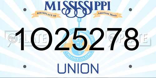 1O25278 Mississippi License Plate