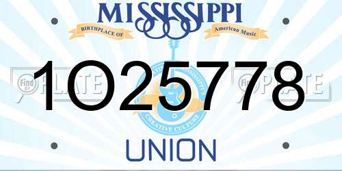 1O25778 Mississippi License Plate