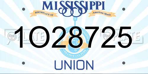 1O28725 Mississippi License Plate