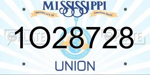 1O28728 Mississippi License Plate