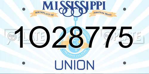 1O28775 Mississippi License Plate