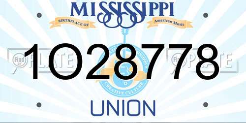1O28778 Mississippi License Plate