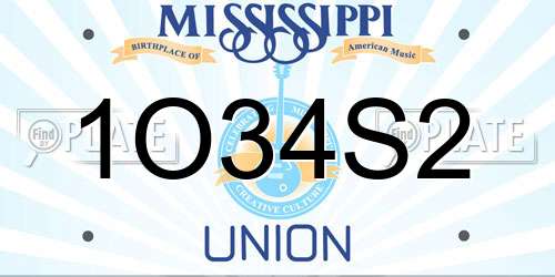 1O34S2 Mississippi License Plate