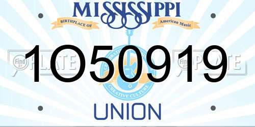 1O50919 Mississippi License Plate