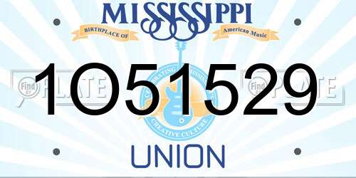 1O51529 Mississippi License Plate