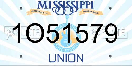 1O51579 Mississippi License Plate