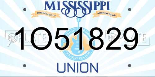 1O51829 Mississippi License Plate