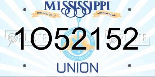 1O52152 Mississippi License Plate