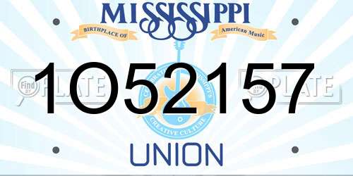 1O52157 Mississippi License Plate