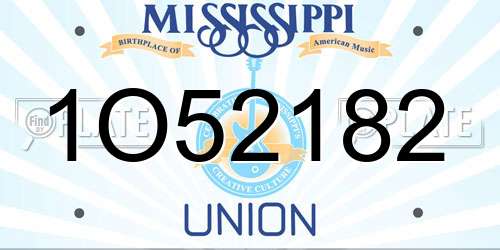 1O52182 Mississippi License Plate