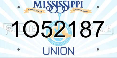 1O52187 Mississippi License Plate