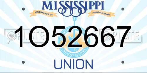 1O52667 Mississippi License Plate