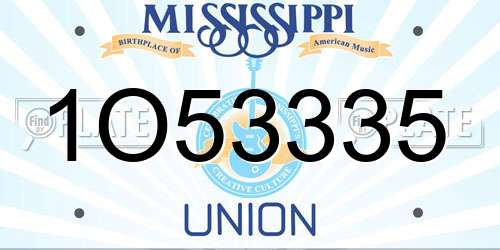 1O53335 Mississippi License Plate