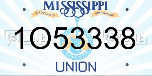 1O53338 Mississippi License Plate