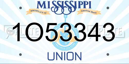 1O53343 Mississippi License Plate
