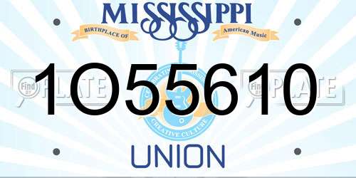 1O55610 Mississippi License Plate