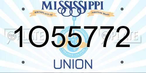 1O55772 Mississippi License Plate