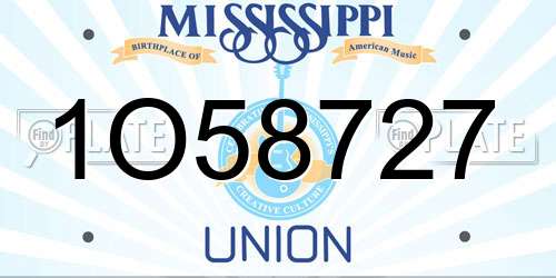 1O58727 Mississippi License Plate