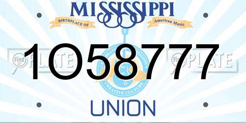 1O58777 Mississippi License Plate