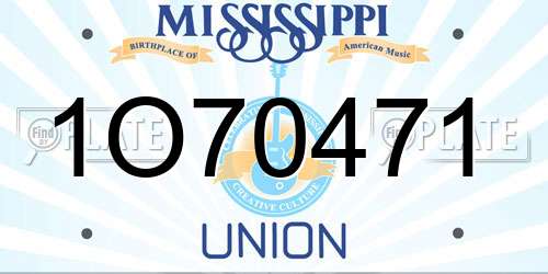 1O70471 Mississippi License Plate
