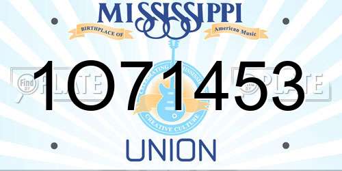 1O71453 Mississippi License Plate
